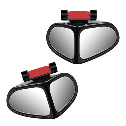 2 PCS Car Blind Spot Mirror, 360 Degree Adjustable Wide Angle Mirror, Double-sided Large Field HD Glass Auxiliary for Free Reversing, Self-adhesive Waterproof Specular Accessories (Black)