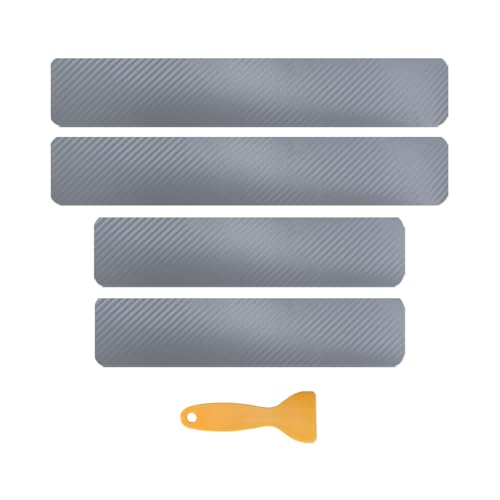 4 PCS Car Door Sill Protectors, 3D Carbon Fiber Anti-Scratch Auto Door Entry Guard Scuff Plate Cover, Waterproof Bumper Guard Threshold Cover Strips for Vehicle Front Rear Doors (Silver, 3D) - color: Silver, 3D
