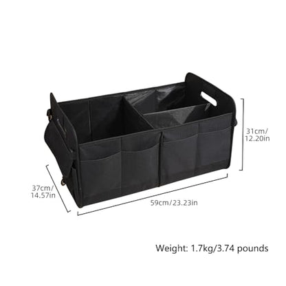 Car trunk storage box Foldable sedan SUV Universal outing travel good goods Multi compartment partition with handle (black) - color: black