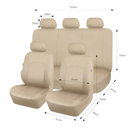 Flying Banner Car Seat Covers Front Seats Rear Bench Polyester car seat Protectors Easy installations Rear Bench Split Classic Man Lady Truck - color: Solid Beige