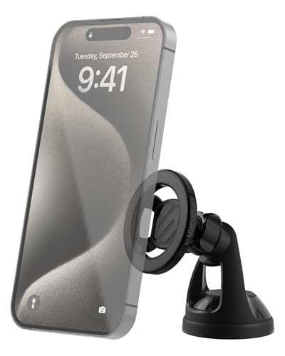 Scosche SMS2WD MagicMount MagSafe Suction Cup Phone Mount for Car Windshield/Dashboard Cell Phone Holder Compatible with Popsocket, Magnetic Stand Compatible with iPhone 17/16/15/14/13/12 & Android - size: 1 Pack, style: Window / Dash Suction