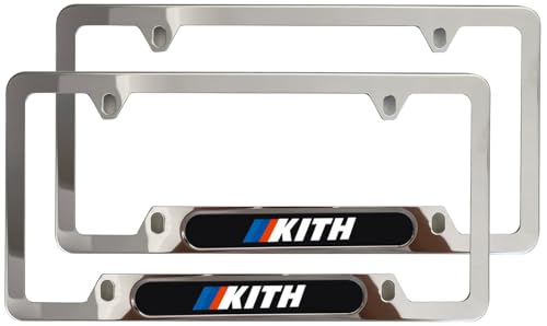 Stainless Steel Kith License Plate Frame Cover Holder M for Car Power Sport Novelty (2X Chrome) - color: 2x Chrome