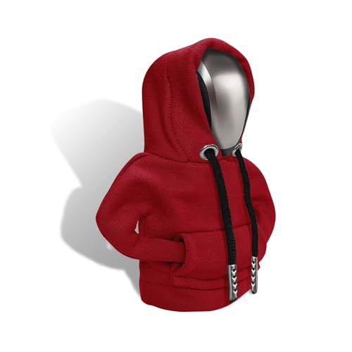 Gear Shift Hoodie, Gear Shift Cover, Fashionable Hoodie Automotive Gear Shift Knob Protector, Car Accessories Mini Sweater Gear Shift Knob Cover for Car Gear Shift Levers (Red) - color: Red