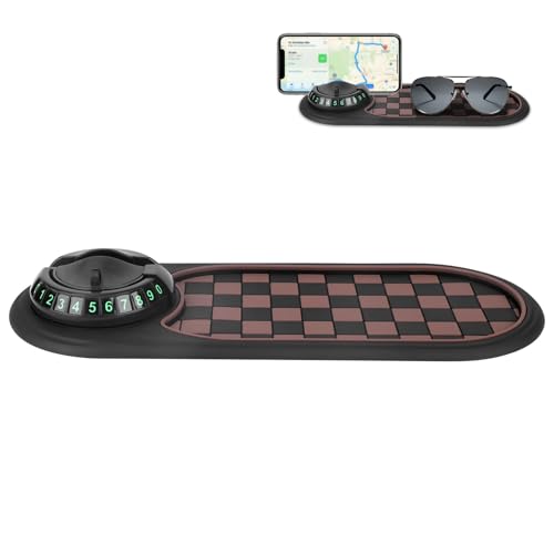 lasuroa Multifunctional Car Anti-Slip Mat with Phone Holder, 360°Rotatable Mobile Phone Holder Anti Slip Pad for Car Dashboard Keys Sunglasses Gadgets Storage