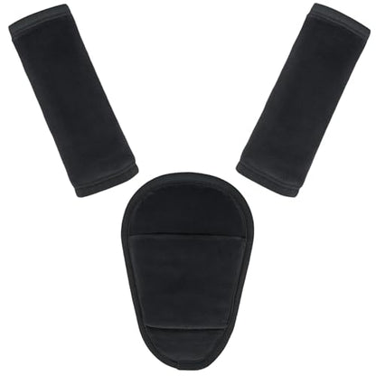 3 Pcs Car Seat Stroller Straps Pads for Baby, Newborn Soft Shoulder Strap and Crotch Covers, Universal Shoulder Straps Pads for Car Seat, Pushchair, High Chair (Black) - color: Black