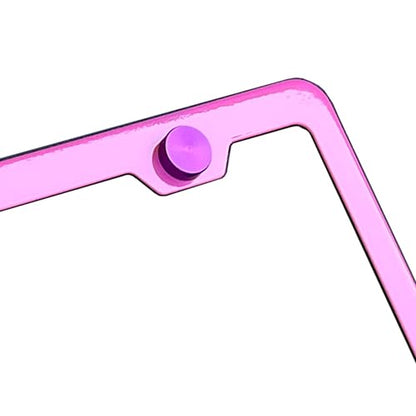 T304 Stainless Steel License Plate Frame – 8K Mirror Polish Finish, Rust-Resistant, Slim Design, Universal Fit, Includes Screw Caps, Washers & Stainless Steel Screws (Baby Pink) - color: Baby Pink