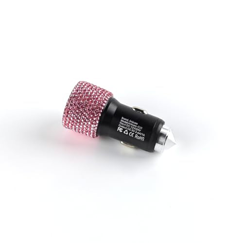 Ankuee Bling Dual USB Car Charger Adapter, 5V/2.4A Crystal Rhinestones Auto Fast Charging Plug, Diamond Vehicle Interior Recharger Decorations Accessories, Universal for SUV Sedan Truck (Pink) - color: Pink