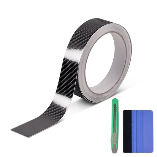 Lypumso 6D High Gloss Carbon Fiber Vinyl Wrap Tape, Chrome Delete Tape for Cars Motorcycle Detailing DIY Car Door Edge Guard Decals Blackout Tape Roll (6D Black, 1in x 30ft) - color: 6D Black, size: 1in x 30ft