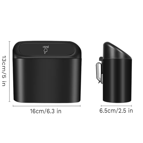 Car Trash Can Bin,Car Garbage Can,1 Black with A Roll of Garbage Bag,Push-Button Switch