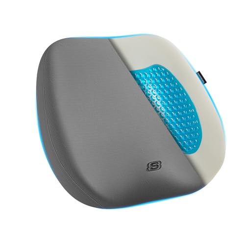 Skechers Seat Cushion Premium Gel & Memory Foam-Office Chair Cushion for Tailbone Pain Relief,Butt Pillow for Office Chair,Car seat Cushion,Long Sitting Office Workers,and Car Drivers,Gray - color: Gray