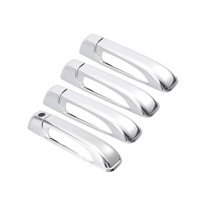 4pcs Chrome Plated ABS Exterior Side Door Handle Cover Trim for Dodge for Ram 1500 2500 3500 for Jeep Commander Grand Cherokee 2006-2010 Silver Tone Outer Door Handle Replace Parts