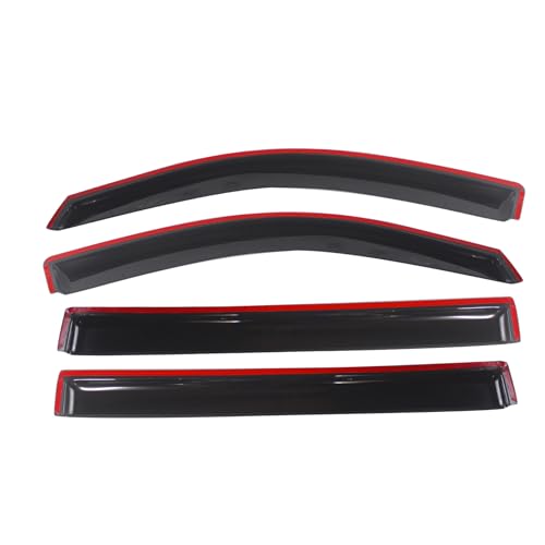 IKON MOTORSPORTS Tape On External Window Visor, Compatible with 2015-2020 Cadillac Escalade ESV Chevy Suburban 2500 1500 GMC Yukon XL, Slim Style Dark Smoke Tint Acrylic Rain Wind Vent Air Deflector