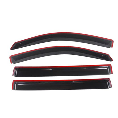 IKON MOTORSPORTS Tape On External Window Visor, Compatible with 2015-2020 Cadillac Escalade ESV Chevy Suburban 2500 1500 GMC Yukon XL, Slim Style Dark Smoke Tint Acrylic Rain Wind Vent Air Deflector