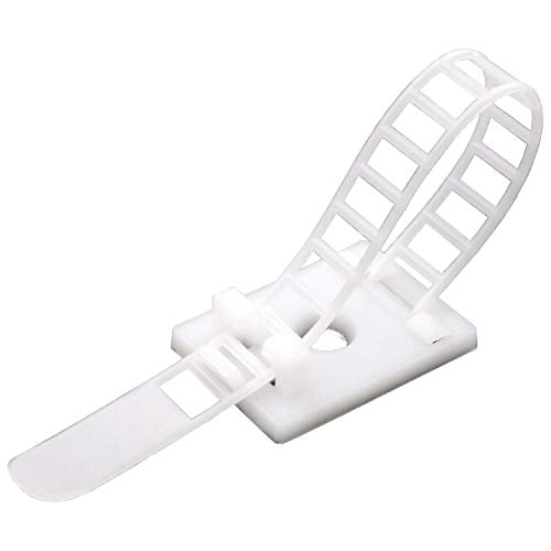 Mini Cable Clips 3M Adhesive, Multipurpose Cord and Wire Organizer for Cable Management Adjustable Large - 60 Pack Bundled with 10 Bonus Reusable Cable Ties (White) - color: White, size: Adjustable Large