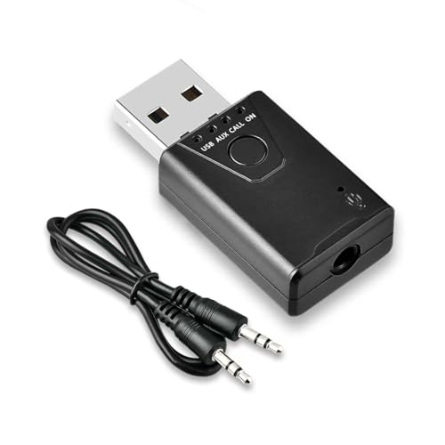 Bluetooth V5.4 Car Adapter, Bluetooth USB Receiver, Wireless Audio Receiver with 3.5mm Audio Jack Built-in Mic Support Handsfree Calling and Music Streaming for Home Stereo, Car Speaker