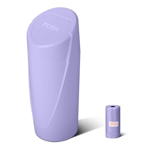 Car Trash Can Bin with Lid - Car Garbage Can Cup Holder - Light Purple Mini Leakproof Vehicle Garbage Bin with 20pcs Trash Bags-Automotive Organizers and Storage for Front Back Seat Accessories - color: Light Purple