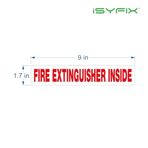 iSYFIX Fire Extinguisher Inside Sticker Sign – 10 Pack 9x1.7 Inch – Self-Adhesive Reflective Vinyl Decals, Laminated UV, Weather, Scratch, Fade Resistance, for Cars, Trucks, Trailers & Vehicles - color: White Reflective, size: 9x1.7 (10 Pack)