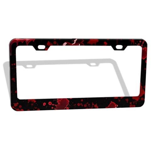 Red Blood Drop License Plate Frame, Halloween Funny License Plate Holder, Black Aluminum License Plate Covers, 2 Holes & Screws, 6 X 12 in - color: Blood Drop, size: 6"L x 12"W