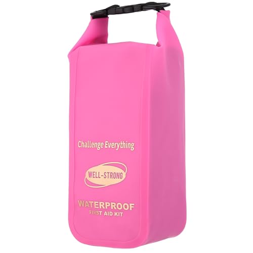 Boat First Aid Kit Waterproof, WELL-STRONG Marine Emergency Kit with Roll Top Dry Bag for Boating Fishing Kayaking – Water-Resistant Contents for Camping & Beach（Transparent Pink） - color: Ws011-transpink
