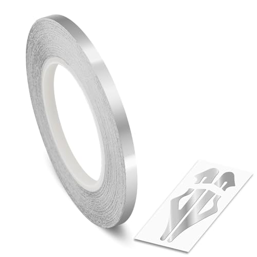 Roll Vinyl Pinstriping Racing Stripes Pinstripe Chrome Line Tape Decal Sticker Auto Pinstripe Tape,Automotive Pinstriping Tape,Vinyl Pinstripe Tape 32 ft (Silver Chrome 1/2 Single Line) - color: Silver Chrome 1/2 Single Line