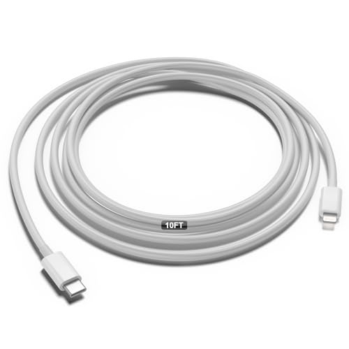 Car Apple Carplay Cable，USB C to Lightning Cable 10FT Compatible with 14 13 12 13 Pro Max XR XS X Charger Cord，Car Charging Cord - color: White, size: 10FT-CTL