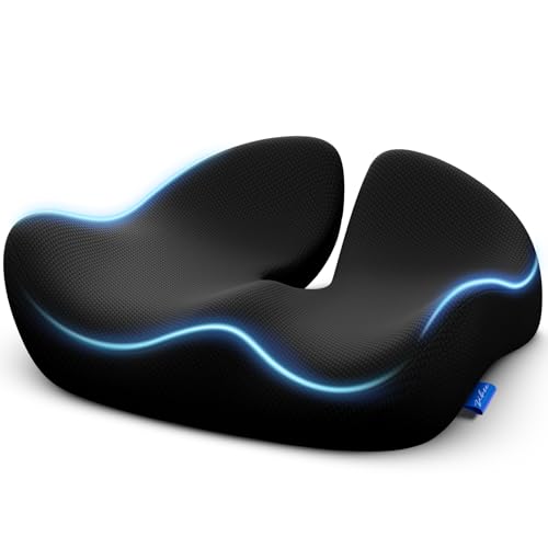 ZIKEE Pioneering Seat Cushion for Pressure Relief, Ergonomic Office Chair Cushion for Sciatica, Back, Hemorrhoids & Tailbone Pain Relief, High-Density Memory Foam Car Seat Cushion with Anti-Slip Base - color: Black