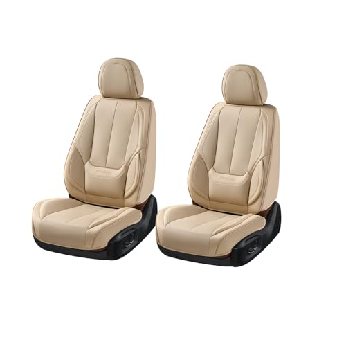 Coverado Seat Covers, Car Seat Covers Front Seats, Beige Car Seat Cover, Car Seat Protector Waterproof, Car Seat Cushion Nappa Leather, Seat Covers Carseat Cover Universal Fit for Most Cars - color: A-Beige, size: Front