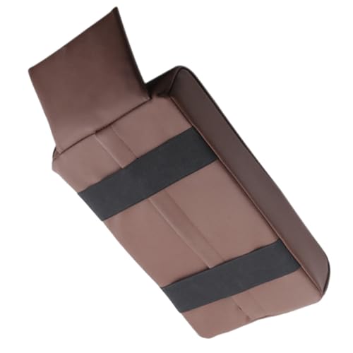 PU Leather Armrest Cushion with Cup Holder, Car Center Console Pad with Front Storage Pocket, Elbow Rest Pillow, Universal Car Armrest Seat Box Cover Protector - Brown - color: Brown
