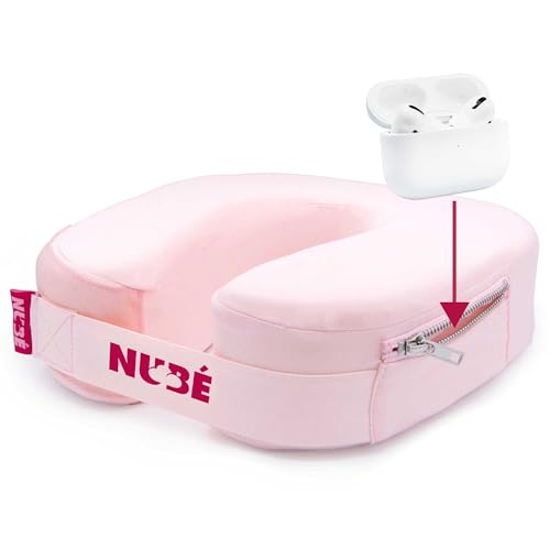 Travel Neck Pillow – Ultra Lightweight & Comfortable Memory Foam with Zipper Storage for Airplane, Car & Home Travel Accessory for Head & Neck with Cooling, Breathable & Washable Fabric – Pink - color: Pink