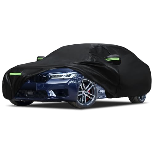 Car Cover Fit for BMW 5 Series 528i 530i 535i 540i M5 M550i M550 (2007-2026), Migaven Waterproof Full Exterior Cover Sun Rain Protection with Door Zipper, Black - color: Black, size: Custom Fit for BMW M5