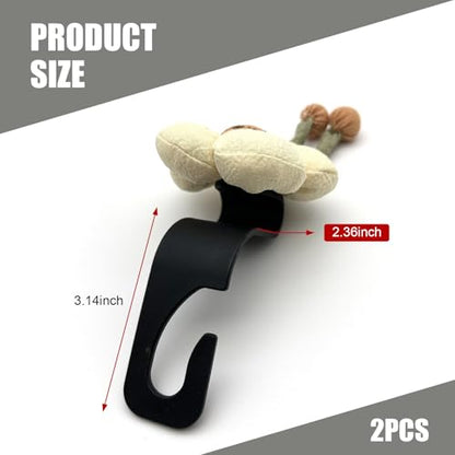 2 PCS Cute Sunflower Car Seat Headrest Hooks, Multifunctional Seat Back Hanger, Vehicle Back Seat Headrest Hanger Holder for Grocery Bag, Handbag, Clothes (White) - color: White