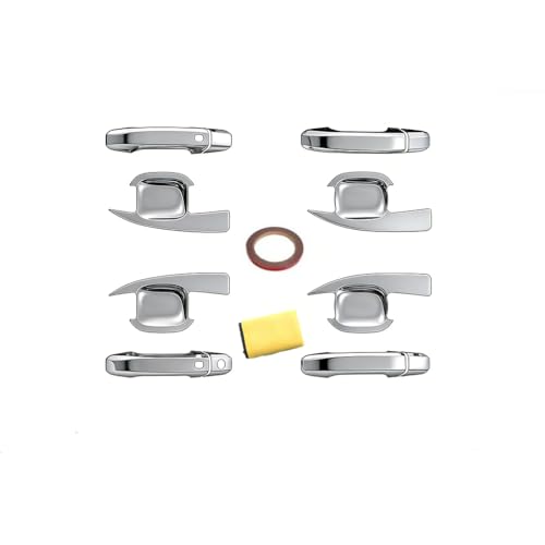 12Pcs Exterior Door Handle Cover Front Rear Driver & Passenger Side and Door Bowl Compatible with 2019-2025 Chevy Silverado GMC Sierra 1500 20-25 2500 3500 (Chrome) - color: Chrome