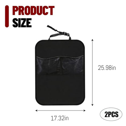 Zpana 2PCS Car Kick Mat Back Seat Protector, Large Vehicle Backseat Protector with 2 Mesh Storage Pockets, Automotive Back Seat Storage Organizer for Kids, Universal for Truck SUV Sedan