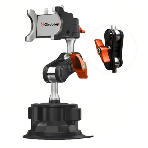 chubbycable ChubbyGrip Car Phone Holder 360° Adjustable Cell Phone Car Mount Ultra-Durable Metal Car Phone Mount for Windshield, Suction Cup Phone Mount for iPhone Samsung All Smartphone, Clamp - color: ChubbyGrip Pro (Clamp)-Orange