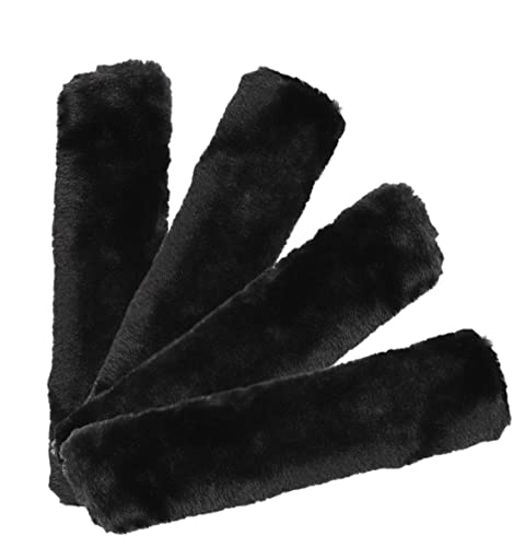 VaygWay Soft Faux Sheepskin Seatbelt Shoulder Pad Cover – Automotive Black Furry Sheepskin Belt Cover for Comfortable Driving – 4 Pcs Adult/Kids Shoulder Pad & Neck Cushion – Bag Backpack Strap Cover