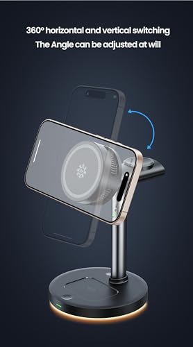Qi2.2 Certified 25W Semiconductor Cooler Wireless Charger, 3 in 1 Charging Station with ice Block Silent Cooling Fan, Compatible with iPhone 17/16/15/14/13/12, Apple Watch, AirPods (Black) - color: black