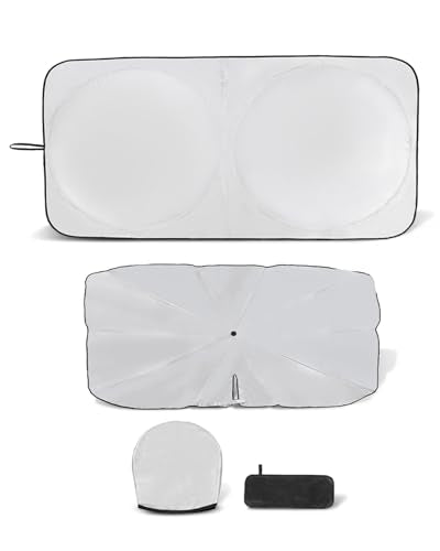 Foldable Windshield Sunshade & Sun Shade Umbrella for Cars, Trucks & SUVs,99% UV Blocking,Long-Frequency and Short-Frequency Demand,Medium (Sunshade 62.99"x33.86",Umbrella 55.12"x31.5") - size: Medium