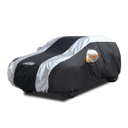 Small Car Cover All Weather Protection with Silver Stripe Design,Hatchback Car Cover Universal Fit Nissan Leaf, Honda Civic Hatchback, Mazda 3 Hatchback, VW Golf, Toyota Corolla Hatchback - size: 2-S1 Fit SUV/Hatchback Length up to 178 inch