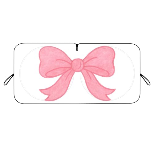 Car Windshield Sun Shade, Car Sun Shade Cute Bow Visor for CarWindshield, Wear-Resistant Black Tape, Foldable 59'x27.5'/63''x31.5'' - color: Single Bow, size: Small
