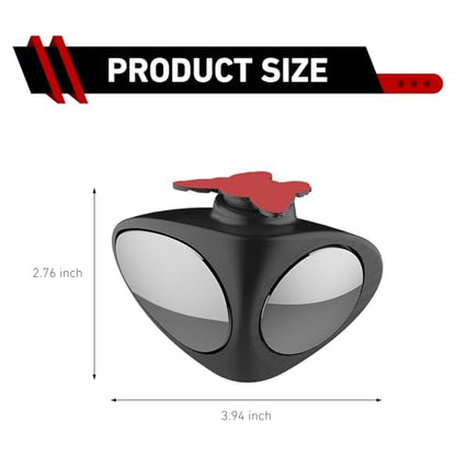 2 PCS Car Blind Spot Mirrors, Dual-sided Adjustable Wide Angle Auxiliary Mirror, HD Glass & ABS Anti-collision Shell Design, Self-adhesive Rearview Assist Accessory for Most Vehicles (Black)