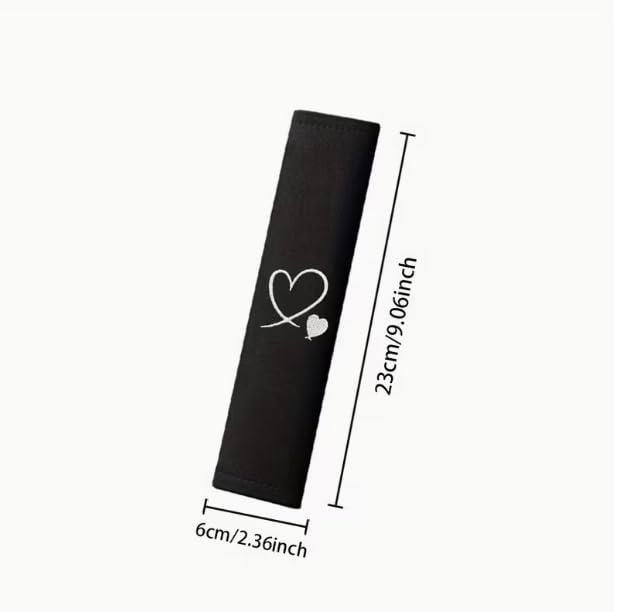 2pack Soft Seat Belt Cover Cute Print Seatbelt Pads for a More Comfortable Driving Compatible with Cars and Backpack (Black Heart) - color: Black heart