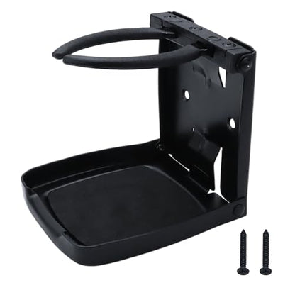 YANYUCB 304 Stainless Steel Adjustable Folding Cup Holders,Matte Black Boat Drink Cup Holder,Folding Wall Car Desk Cup Holder for Trucks,RVs,Vans,Boats,Campers,Caravans(1 Pack) - style: Matte Black