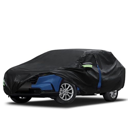 Car Cover Fit for Honda CRV 1997-2025, Toyota RAV4 2006-2025, Migaven Waterproof Full Exterior Cover Sun Rain Protection with Door Zipper and Cotton Lining - color: Black, size: Fit for Honda CRV Toyota RAV4