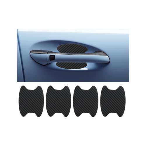 4PCS Carbon Fiber Car Door Handle Stickers, Anti-Scratches Vehicle Door Side Bowl Cup Handle Protective Film, Auto Exterior Paint Guard Decals Protecter,Car Accessories for SUV RV Truck(Black) - color: Black