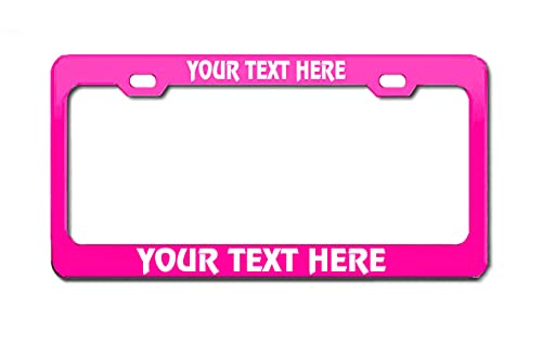 Dark Pink - Personalized Metal Stainless Steel License Plate Frame Auto Tag (Dk. Pink-Vinyl) - color: Pink-Vinyl