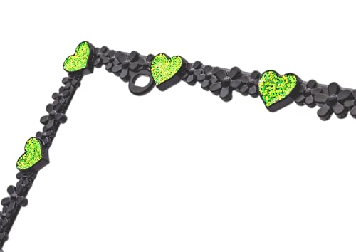 Creathome 3D Shining Daisy Heart License Plate Frame from Pure Zinc Alloy Metal Perfect Plate Holder, Matt Black with Green Glitter, Luminously Heart - color: Matt Black with Green Glitter, Luminously Heart