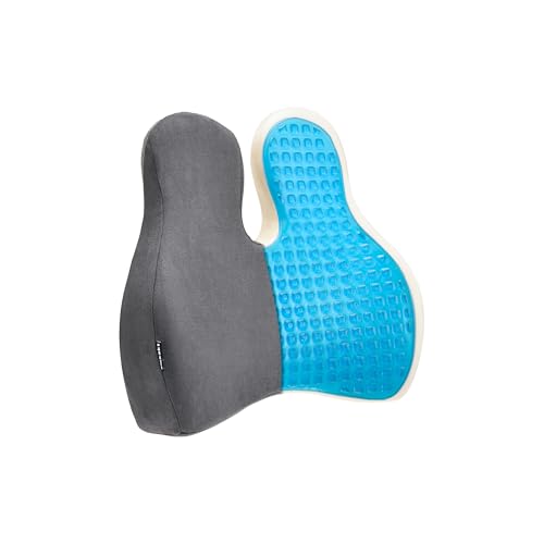 Lumbar Support Pillow for Office Chair - Memory Foam Back Cushion for Chair, Car, Couch - Lumbar Pillow Promotes Better Posture, Back Pain Relief with Adjustable Strap & Non-Slip - color: Gray-gel