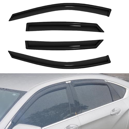 4Pcs Side Window Wind Deflector, Out-Channel Tape-On Dark Smoke Nice Rain Guards Set, Window Visor Compatible with 2014-2020 Chevy Impala 94991 - size: for 2014-2020 Chevy Impala