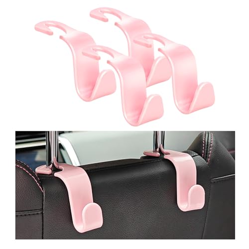 Ziciner 4 PCS Car Seat Headrest Hooks, Backseat Hangers Storage Organizer, Universal Car Accessories for Purse Grocery Bags Coats (Light Pink) - color: Light Pink