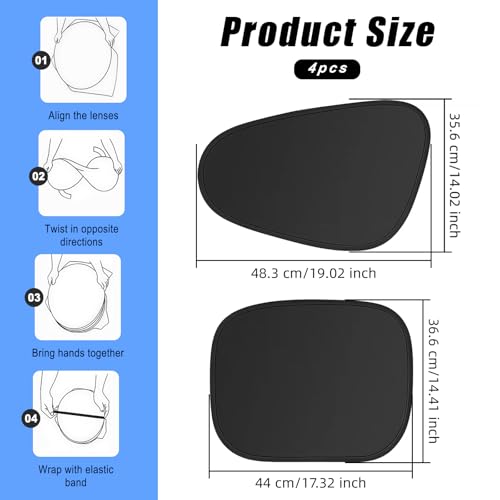 Car Window Shades, 4PCS Side Car Sun Shade for Front and Rear Window, Static Cling Sunshade for Driver Baby Passenger, UV & Heat Block, Privacy Protection, Universal Fit for Most Vehicles - size: 4 PCS